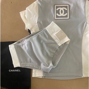 Vintage EUC Chanel Sport Identification 2 Pc Swimsuit Jogger